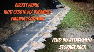 KIOTI CK3510 SE HST: ковш с расширенным зубчатым брусом Piranha, а также стойка для хранения наве...