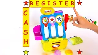 Super cash register playing for kids and toddlers with credit card, colors and numbers