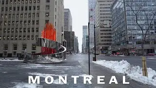 Montreal Walk through Downtown on Ren&eacute; L&eacute;vesque Boulevard - Winter 2022
