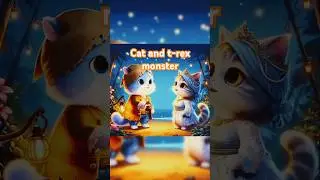Cat and t-rex monster [part3]: Meet an angel in the dream world #kucinglucu #shorts #cat #kucing