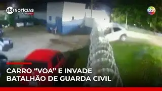 Homem &eacute; preso ap&oacute;s derrubar muro e invadir batalh&atilde;o da Guarda Civil com carro | #SBTNot&iacute;cias