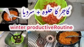 Smart Winter Productive Routine || gajar ka halwa bnya