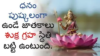 ధనం పుష్కలంగా ఉండే జాతకాలు శుక్ర గ్రహ స్థితి బట్టి ఉంటుంది.