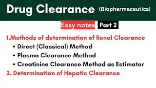 Drug Clearance || Methods of Determination of Renal & Hepatic Clearance #pharmduncovered #pharmd
