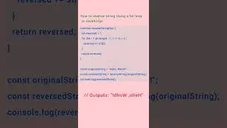 how to reverse string using for loop in JavaScript 