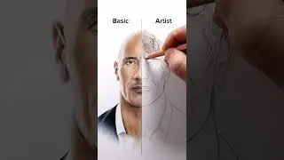 Draw The Rock! Basic vs Artist #art #drawing #shorts #therock #dwaynejohnson #howtodraw #easydraw