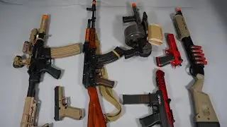AK47 and Shell ejecting Toy Gun Nerf Gun Airsoft EBB M4 - Glock17 - Realistic Toy Guns Collection