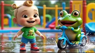 Frog Rides Scooter Splash Splash | Fun Animal Song for Kids | Playful Adventure Rhyme