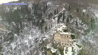 Trabzon&rsquo;daki tarihi Kuştul Manastırı karla b&uuml;y&uuml;ledi