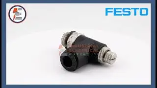 Festo GRLA-1/4-QS-10-RS-D Flow Control Valve &ndash; 10mm Aluminium Pneumatic Regulator