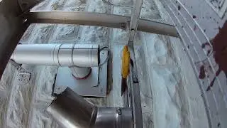 Cleaning Pellet Stove Vent with Brush on a Cable Part 2