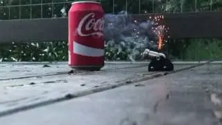 Mini cannon 30. Cal ball plus pellets blowing up full soda can