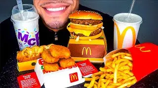 ASMR EATING MCDONALDS CHICKEN NUGGETS BIG MAC OREO MCFLURRY ICE CREAM PIE FRIES JERRY NO TALKING