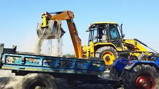 JCB 3DX PLUS Loading Village Pond Mud in Sonalika Mahindra John Deere Swaraj Tractor | Jcb | Tractor