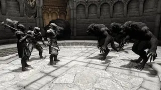 Skyrim NPC Battle - Silver Hand Vs. Werewolves