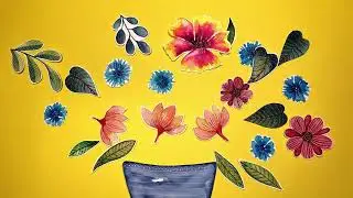Stop motion animation with watercolor flowers, handmade watercolor paints.