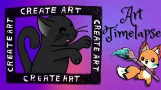 Prancing Cat Emote | Digital Art Timelapse