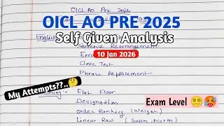 My OICL AO Pre Self Given Exam Analysis 10 Jan 2026, My Attempts🤔 #oicl #oiclao