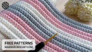 SUPER EASY Crochet Pattern for Beginners (1 ROW REP!)⚡️Crochet Stitch for Baby Blanket, Bag & Scarf