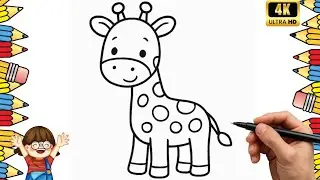 How to Draw a Giraffe Easy for Kids | Giraffe Drawing & Painting | Step by Step Drawing for Kids 