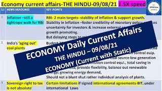 Economy Daily current affairs | Gist of THE HINDU| 09/08/21| 'aging out' coal plants || UPSCites IAS