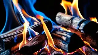 Calming Fireplace with Blue Flames Blending into Warm Orange Glow &ndash; Peaceful 4K Fireplace Ambience