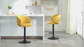 Wahson Barhocker Leinen Drehbar K&uuml;chenhocker Barstuhl mit Lehne f&uuml;r K&uuml;che Hausbar, Gelb