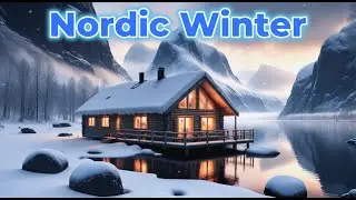 🏕️ 1 Hour of Nordic Winter Wilderness | Remote Cabin, Frozen Lake & Snowfall Ambience ❄️🔥
