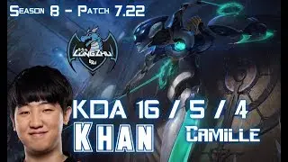 LZ Khan CAMILLE vs RUMBLE Top - Patch 7.22 KR Ranked