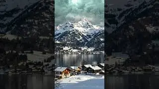 Winter Magic in Interlaken: Experience the Enchanting Lakeside Retreat of Lake Brienz 4k #shorts