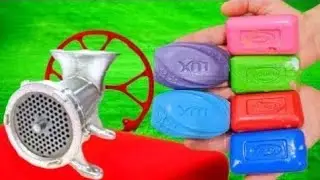 EXPERIMENT COLORFUL RAINBOW SOAP CUBES VS MEAT GRINDER
