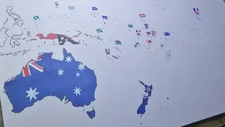 Drawing Oceania flag map | Oceania map drawing