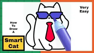 How To Draw A Smart Cat And Colour It | Drawing Of A Smart Cat | Easy Drawing | Drawing Steps 101