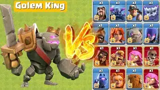 Golem King Vs All Troops and Heroes - Clash of Clans