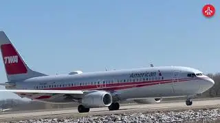 TWA Retro Livery from American Airlines taxiing to Runway 2R at Nashville