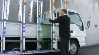 The Glass Racking Company Sliding block glass retention pole system
