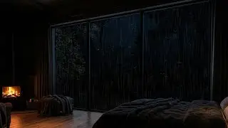 Heavy Rain Sounds for Sleeping | Cozy Cabin Ambience, Warm Fireplace & Deep Sleep #day0114