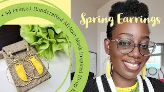 Spring Earrings - 3d Printed Handcrafted African Mask Inspired Hoop Earrings