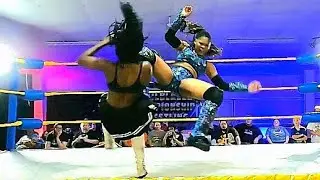 Tootie Lynn unloads a flury of strikes on the champion Aminah Belmont at HOSTILE TERRITORY!