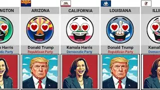 US States That Love or Hate Between Trump and Kamala [Countryballs]