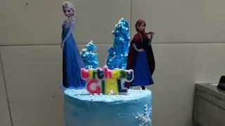 Frozen theme cake for my princess #cakereel #elsacake  #viral #frozen #cakybaky #trending #pureveg