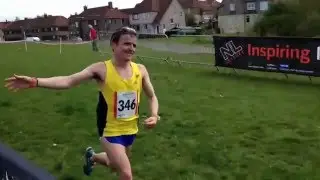 Monklands Half Marathon 2016- Winner Robert Gilroy(Ronhill Cambuslang) -So far ahead walks over line