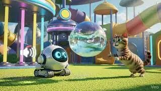 cat and robot playing with ball cartoons for kids #cartoonforkids #cartoons #funlearning