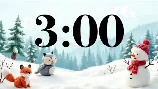 3 Minute Winter Classroom Focus Timer ❄️ Cute Animals, Cozy Snow, & Calm Acoustic Guitar Music
