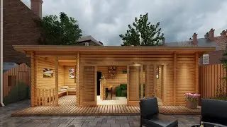 LOG CABIN - LARGE GARDEN BAR