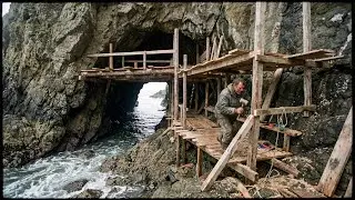 This Man Built a SECRET HOUSE inside a HIDDEN COASTAL CAVE &mdash; Building a Home on a Remote Island ASMR