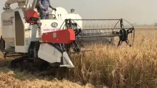 Full feed combine with double cutterbar and chopper