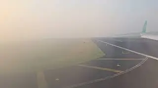 Aterrizando en el puerto de Veracruz con mucha bruma 