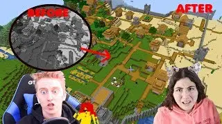 WHO CAN MAKE THE BEST MINECRAFT VILLAGE MAKEOVER CHALLENGE!