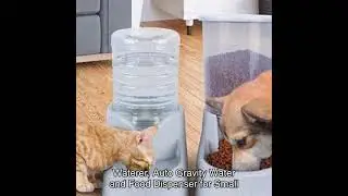 Noodoky Pet Feeder Set, Automatic Cat feeders and 2.5L Waterer, Auto Gravity Water